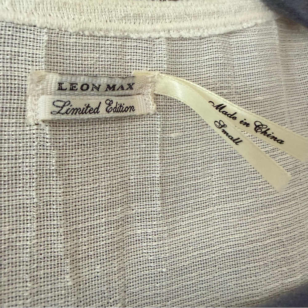 Leon Max Linen Blend Mother of Pearl Beaded Tunic Small - Picture 2 of 9